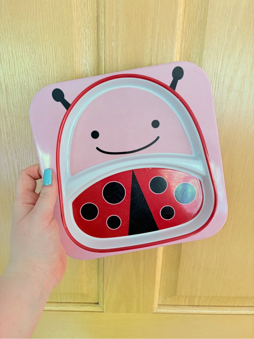 🤍Skip-hop zoo🤍Pink Ladybug Kids Snack Plate